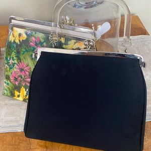Vintage 2 in 1 Handbag floral print or black
